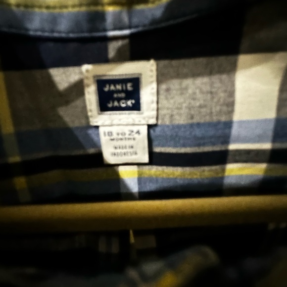 Janie and Jack Boys Button Down Dress Shirt Blue Plaid 18-24 months. - Picture 5 of 6